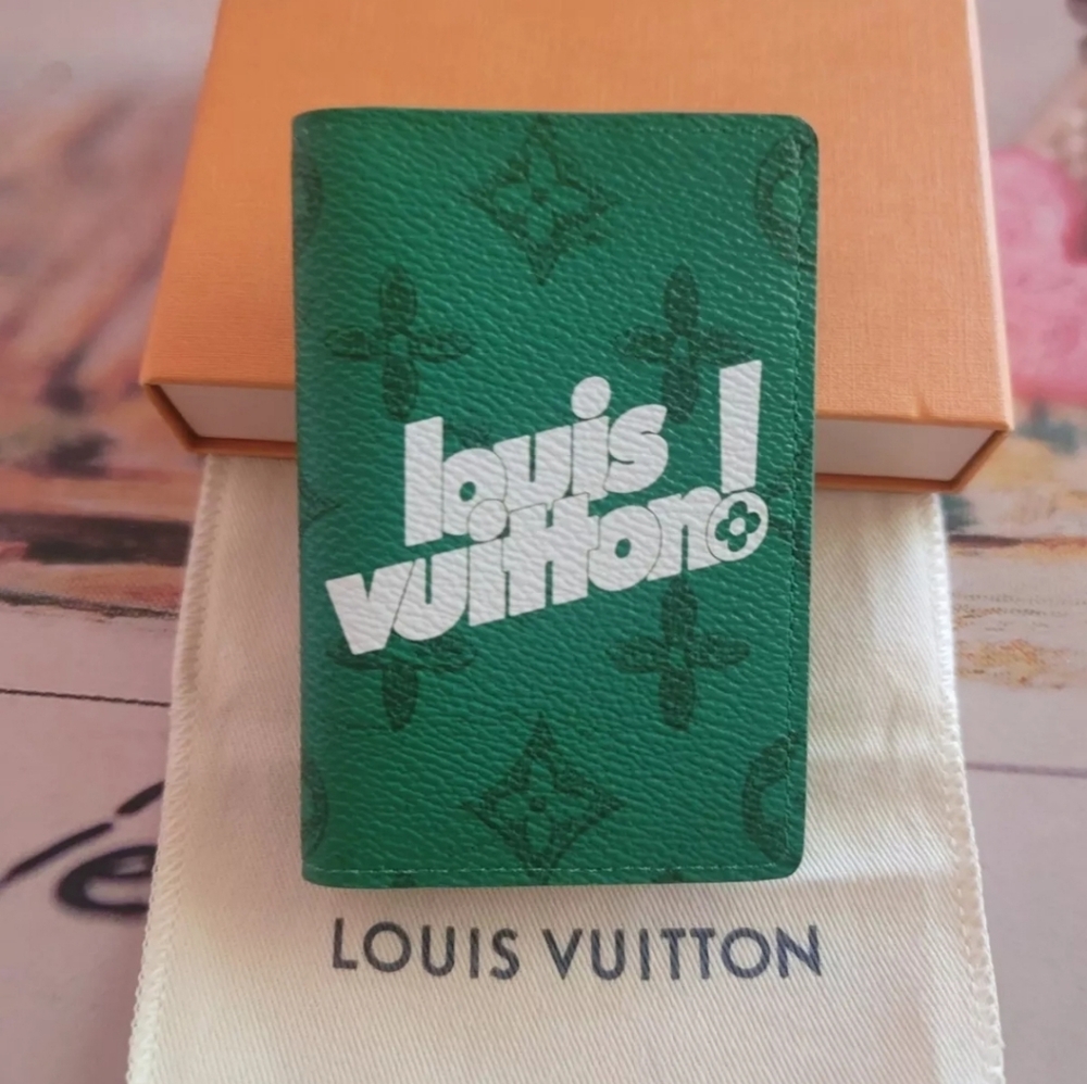 Louis Vuitton Taigarama Monogram Green Bifold Wallet Virgil Abloh Credit Cards